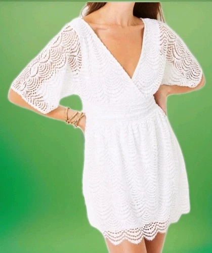 LILLY PULITZER PARIGI SCALLOPED LACE RESORT ROMPER DRESS SIZE XL NWT