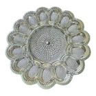 Indiana Glass Hobnail Deviled Egg Tray Clear Milk Glass Serving Platter Vintage