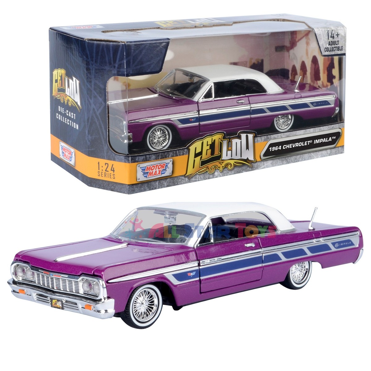 1/24 MotorMax GET LOW 1964 Chevrolet Impala SS Low Rider Diecast