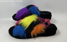 UGG Womens Fluff Yeah 1125006 Multicolor Fur Slip-On Slide Sandals Size 9