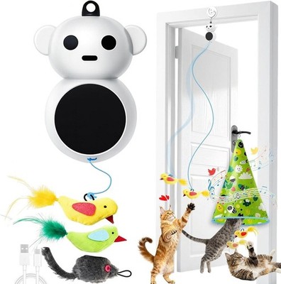Interactive Cat Toy Indoor Cats 2-in-1 Automatic Hide Seek Flying Bird Wand