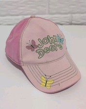 John Deere Pink Strapback Adjustable Hat Cap Girl L/XL Farm Hunt Pink Butterfly