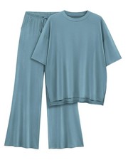 Womens Lounge Set 2026 Summer 2 Piece Outfits Oversized Short Sleeve Tops  W...