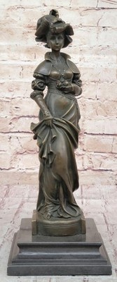 Sculpture Statue Signed Cesar Ceribelli Roses Classy Society Lady With Rose Deal
