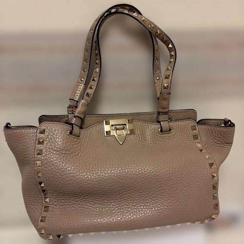Valentino Pink Leather Studded Shoulder Bag Authentic with Removable Strap
