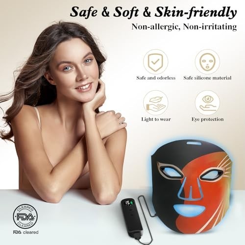 7-Color LED Light Therapy Mask, Portable Rechargeable Infrared Facial Device