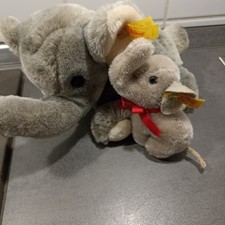 Steiff - Elefant mit Kind - Knopf im Ohr - sehr gut erhalten -