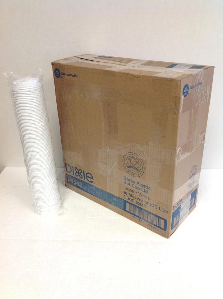 NUEVO Dixie D9542 Blanco Cúpula Plástico Tapa de Taza Caliente 10oz-20oz, 1000 unidades ENVÍO GRATUITO Foto 2 de 4