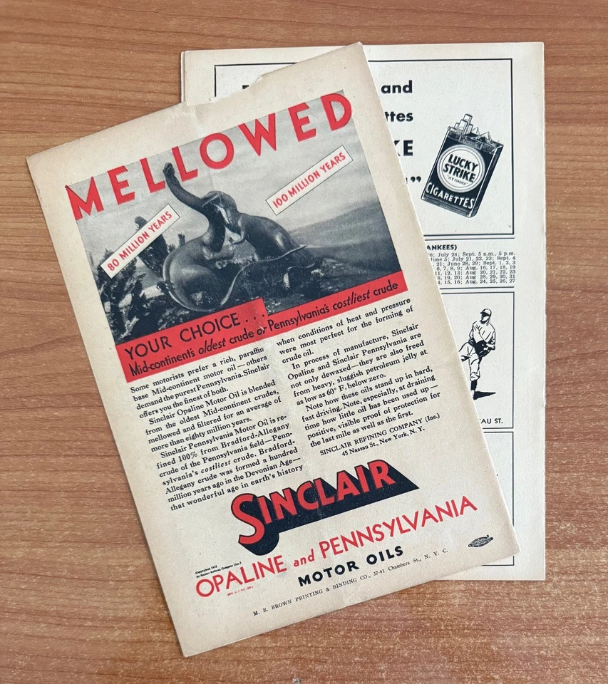 vintage BABE RUTH & LOU GEHRIG - 1932 NEW YORK YANKEES vs ATHLETICS PROGRAM READ - Image 3 of 3