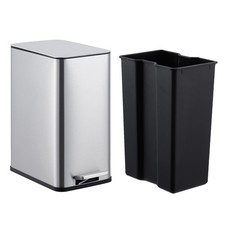 10L Kitchen Trash Can Stainless Steel Step-on Bin with Soft-Close Lid
