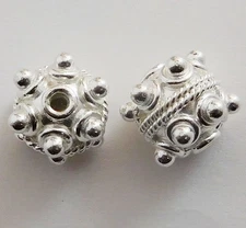 2 PCS 13MM BALI BEAD STERLING SILVER PLATED JEWELRY MAKING BEAD 826