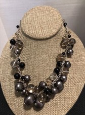 Collana Talbots perline a bolle cha cha marmo tono argento 18”