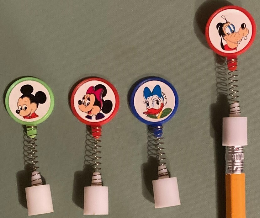Vintage Lot of Four Different Disney Pencil Toppers Goofy &ndash;  "New Old Stock"