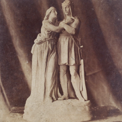 #ad Medieval Knight Sculpture Stereoview c1870 Warrior#x27;s Return Statue Art Old B1355 $14.98