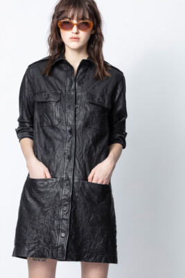$858 NWT ZADIG & VOLTAIRE REXY CRINKLE LEATHER DRESS | eBay