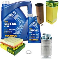 MANN-FILTER Inspektionspaket Mannol 6L Special Plus 10W-30 FüR Audi A8 2.5 TDI