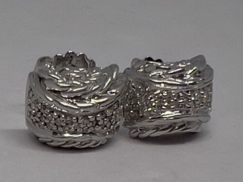 Orecchini John Hardy oro 18 carati e argento sterling a forma di cupola catena classica diamanti - Foto 4 di 16