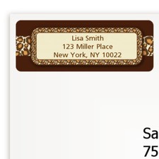 Leopard Brown Birthday Party Personalized Return Address Stickers - 27 labels