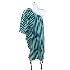 MM Couture by Miss Me Green Stripe One Shoulder Mini Shift Dress Womens S NWT