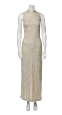 $1195 St. John Evening Zebra Imprint Cream/Gold Maxi Gown Dress Sz 2 | eBay