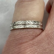 Pair Of 2 Sterling Silver Patterned Eternity Bands Size 6 Artisan Crafted New