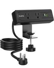Desk Clamp Power Strip with USB C 10FT Cord 2 Outlets PD 20W Fast Charge