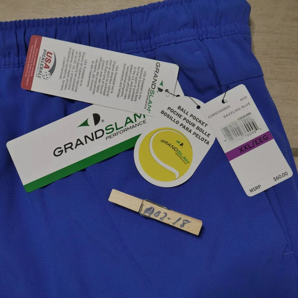 Pickleball Tennis Athletic Shorts Grand Slam Men's Size XXL Dazzling Blue NWT