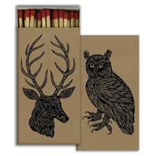 Woodland Set of 2 Large Matchboxes with Wooden Matches