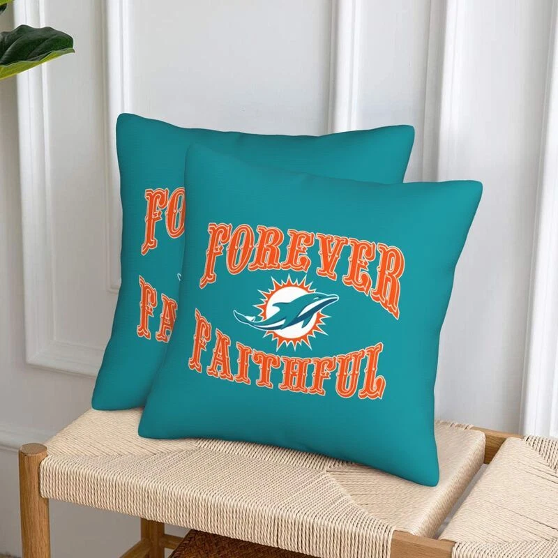 Miami Dolphins Forever Faithful Throw Pillow Covers