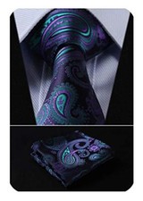 Ties for Men 8.5cm / 3.4 inches in Width 01a-navy Blue  Green  Purple