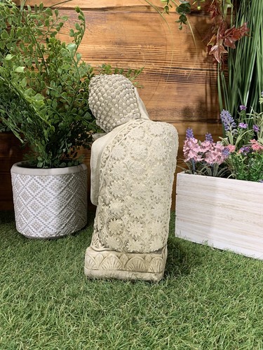 STONE GARDEN SLEEPING WELSH BUDDHA STATUE HAND CAST ORNAMENT - Picture 5 of 8