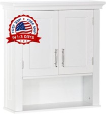 Gabinete Compacto De Pared Para Ba o De Dos Puerta Con Estante Abierto Blanco