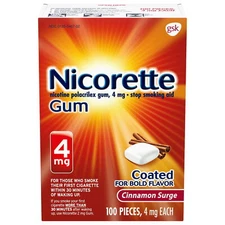 Nicorette Coated Cinnamon Surge 4mg Nicotine Gum 100 Count EXP 2028