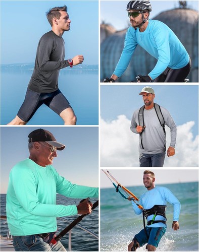 Men's UPF 50+ Long Sleeve Rash Guard Quick-Dry Shirt - UV Protection for Outdoor - Picture 55 of 79