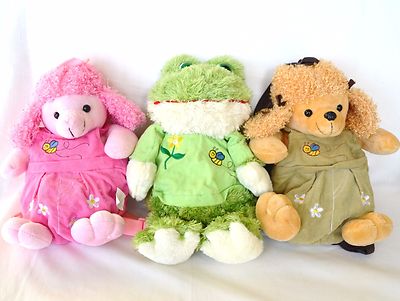 NEW PINK, TAN POODLE PUPPY DOG,GREEN FROG CHILDREN