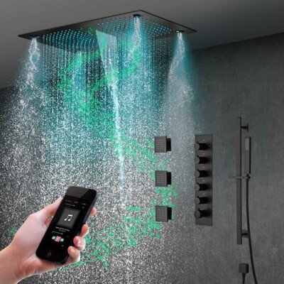 16 x28  Cascada Laguna Music LED shower system with built-in Bluetooth Speakers