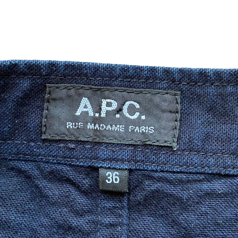 Falda de bolsillo con botones de algodón recto lavado azul oscuro talla 36 EE. UU. 26 APC Foto 3 de 4