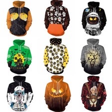 Halloween 3D Graphic Print Men Women Hoodie Sweatshirt Jacket Pullover Tops US