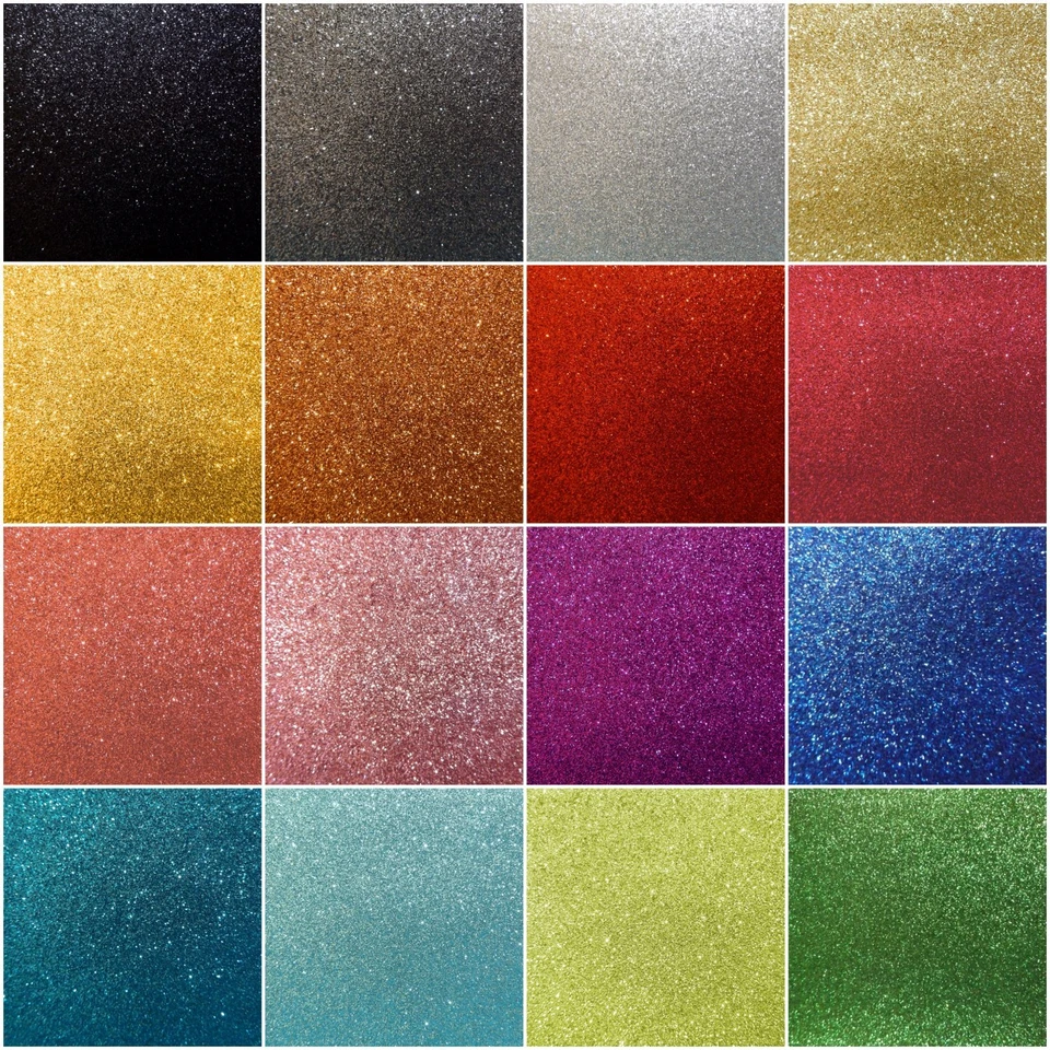 LINCOLN CRAFTS A4 Fine Glitter Fabric Sheets - Cotton Cloth - 20 Sparkle Metallic Colours