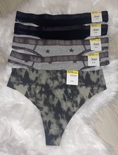 5 Pairs Jenni Thong Panties Printed Solid Stars Tie Dye Womens M Medium
