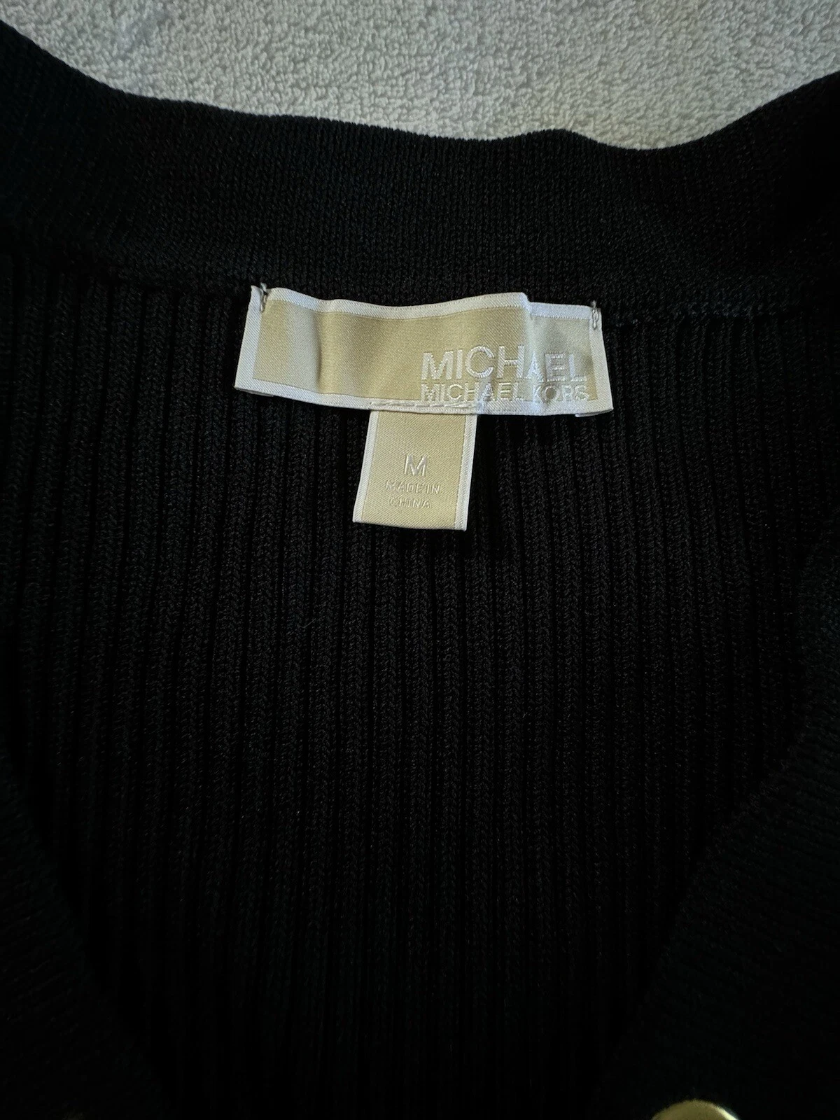 Maglione Michael Kors M elasticizzato nero cravatta stringata a costine FANTASTICO