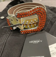 Avenue George V Paris Belt Men's Studded Big Buckle Belt Western style Size 3XL