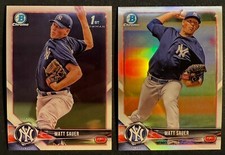 Matt Sauer 2018 Bowman x2 RC Rookie Prospect Base Lot x1 Chrome x1 Refractor