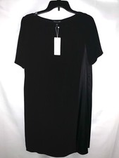 Eileen Fisher Black Ballet Neck Georgette Crepe Dress XS, M