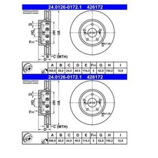 2x ATE 24.0126-0172.1 Bremsscheibe 300 mm für Suzuki Kizashi FR