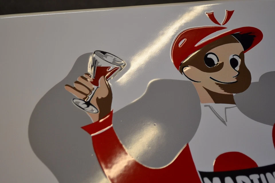 Grande plaque émaillée MARTINI jockey boissons alcoolisée emailschild - Photo 2/4