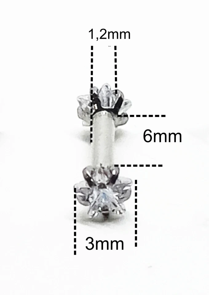 Piercing Orecchino Uomo Donna Acciaio Chirurgico Trago Helix Stella Zircone - Immagine 3 di 4