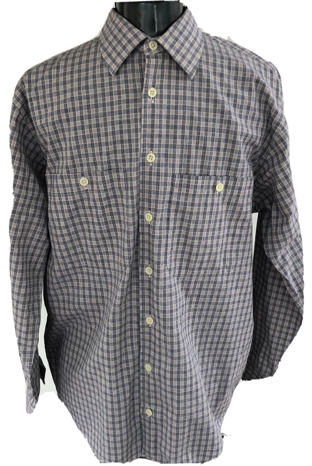 Camicia elegante Burberry uomo 15 5 33 grigia a quadri manica lunga bottoni davanti 2 tasche