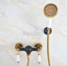 Black Gold Color Brass Bathroom Faucet Mixer Tap Hand Held Shower Set sna500