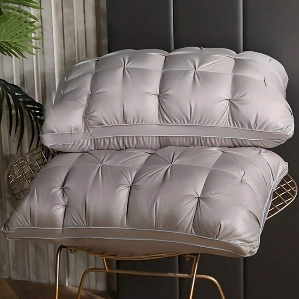 2pcs Fluffy Grey 3D Bread Sleep Neck Pillow for Adults - Queen Size Home Hotel Use